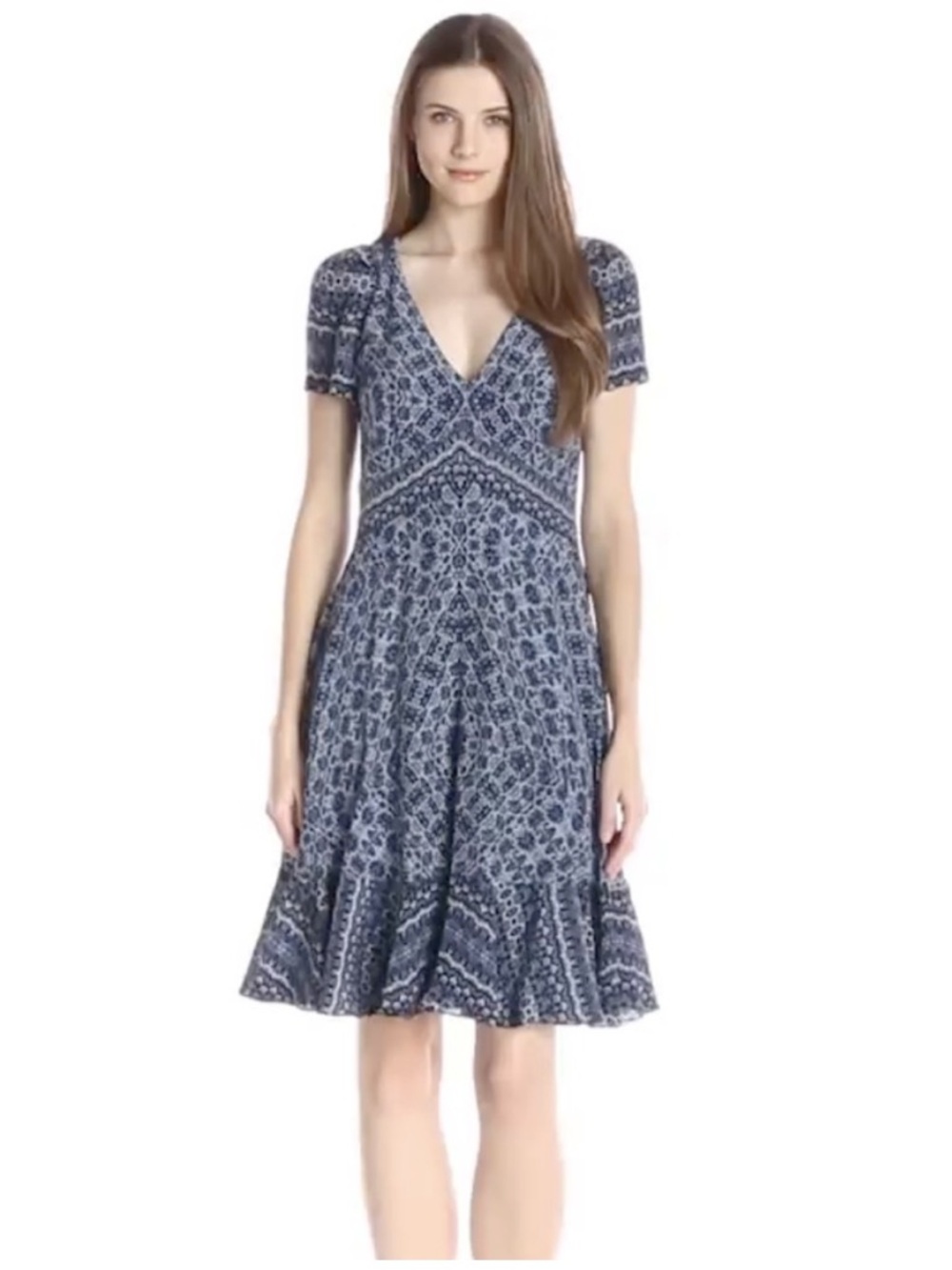 Rebecca Taylor Women's Short-Sleeve Marrakech Paisley Silk Dress Size 4 Chic NEW
